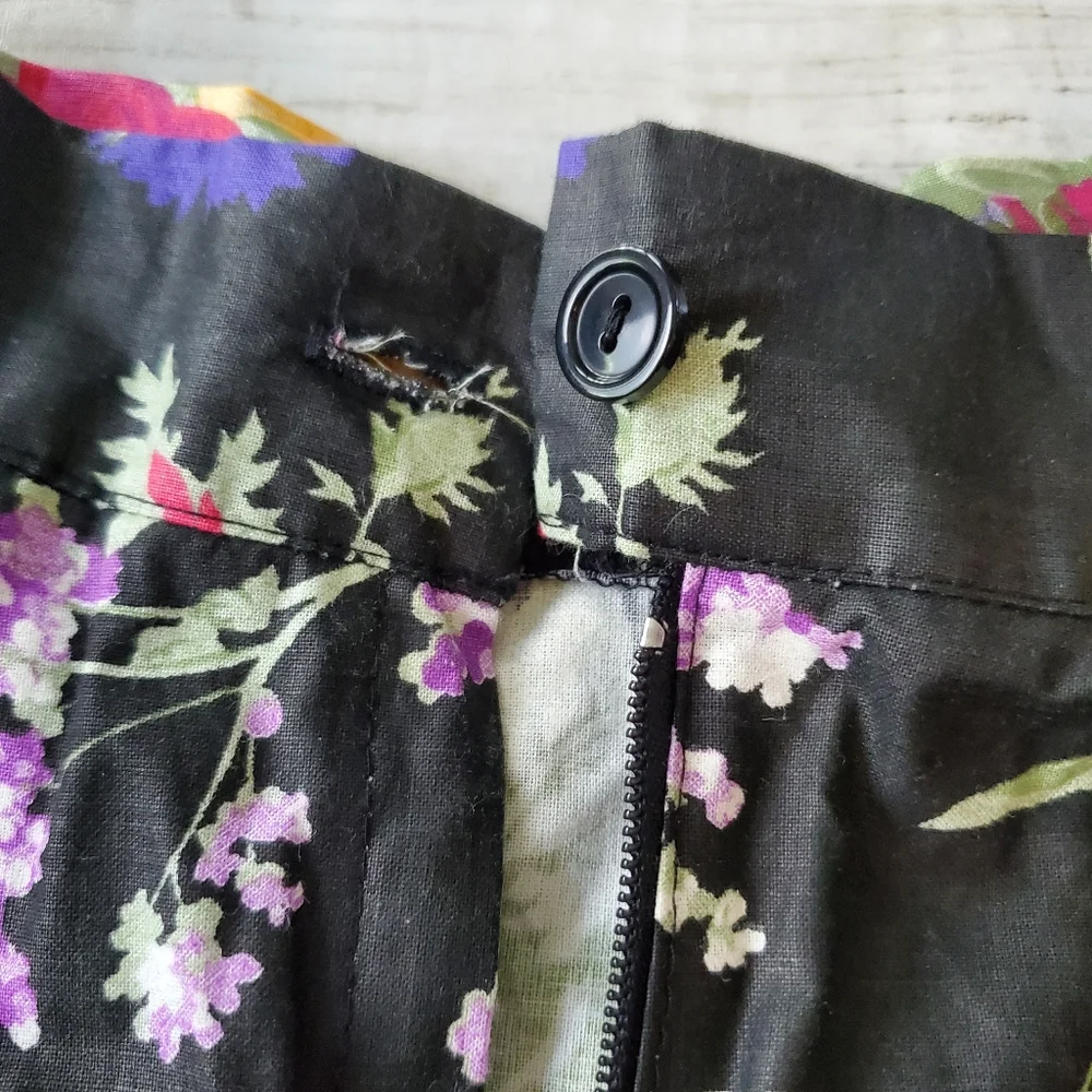 Vintage floral skirt high waisted tiered‎ ruffles 89s 90s